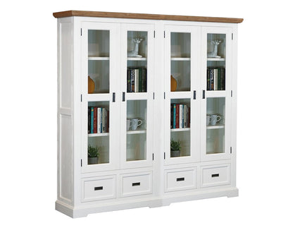 HAMPTONS (CUSTOM MADE) LARGE LIBRARY UNIT - 1900(H) x 1800(W) x 400(D) - PIGEON PAIRED - ASSORTED COLOURS