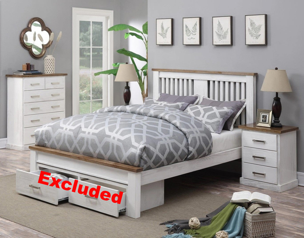 Double Or Queen Bradenton (CUSTOM MADE) 4 Piece (TALLBOY) Bedroom Suite - (NO UNDERBED STORAGE) - Assorted Colours