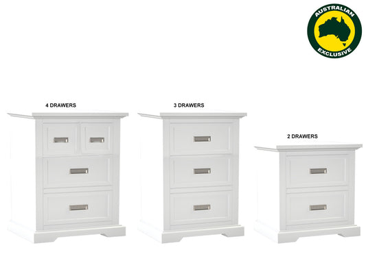 Hamptons (AUSSIE MADE) Bedside Table Collection - Assorted Painted Colours