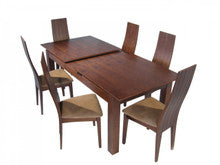 HANNA 7 PIECE EXTENSION DINING SETTING WITH BEIGE CHAIRS - 1800/2255(L) x 900(W) - WALNUT