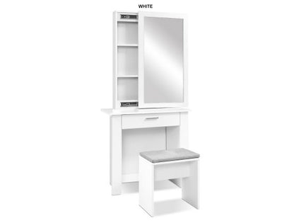 HARRIET 1 DRAWER DRESSING TABLE WITH MIRROR & STOOL - WHITE OR BALTIC
