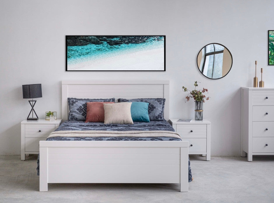 Haven Queen 3 Piece (BEDSIDE) Bedroom Suite - White