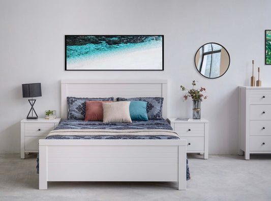 Haven Queen 3 Piece (BEDSIDE) Bedroom Suite - White