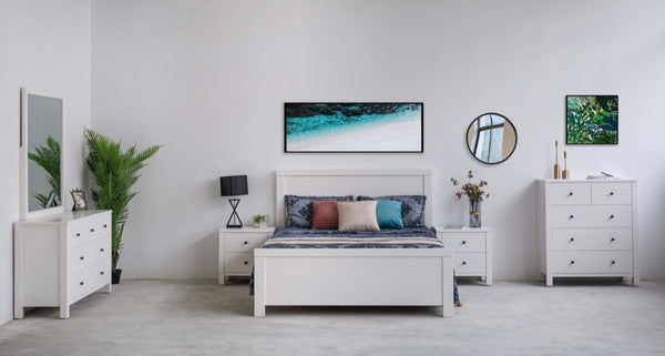 QUEEN HAVEN PANEL BED FRAME - WHITE
