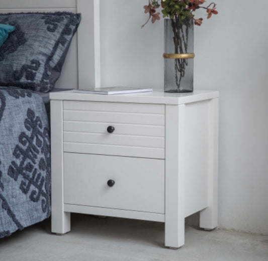 Haven 2 Drawer Bedside Table - White