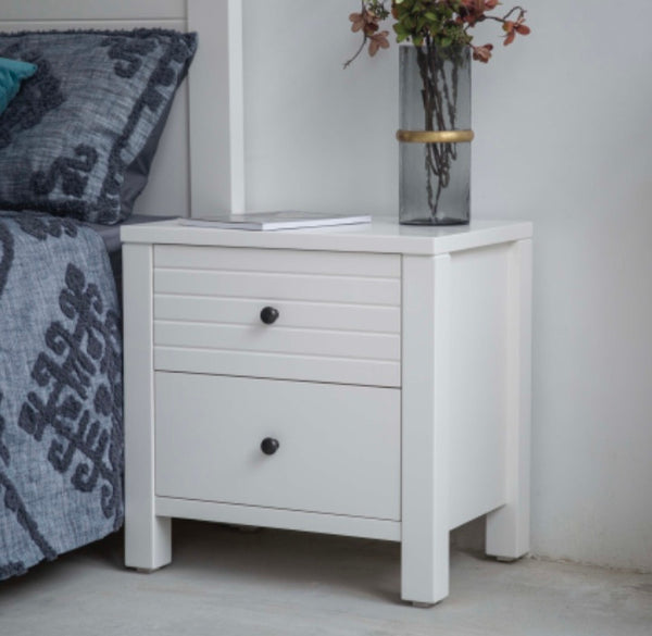 HAVEN 2 DRAWER BEDSIDE TABLE - WHITE