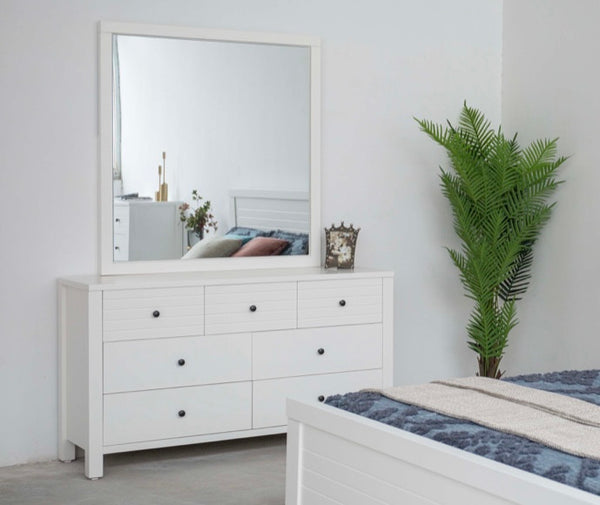 HAVEN 7 DRAWER DRESSING TABLE WITH MIRROR - WHITE