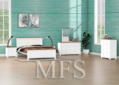 HERVEY (CUSTOM MADE) DOUBLE OR QUEEN 6 PIECE (THE LOT) BEDROOM SUITE - ASSORTED COLOURS