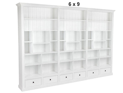 HERALDY (AUSSIE MADE) HIGHLINE WITH 36 SHELVES / 6 DRAWERS BOOKCASE COLLECTION - 3 SECTION PIGEON PAIRED - ASSORTED PAINTED COLOURS - STARTING FROM $3599