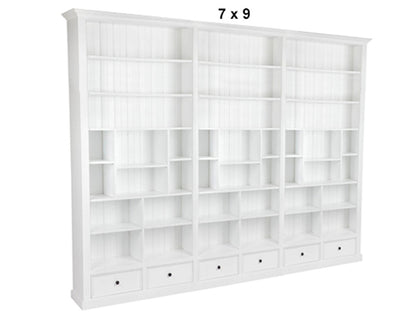 HERALDY (AUSSIE MADE) HIGHLINE WITH 36 SHELVES / 6 DRAWERS BOOKCASE COLLECTION - 3 SECTION PIGEON PAIRED - ASSORTED PAINTED COLOURS - STARTING FROM $3599