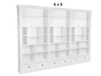 HERALDY (AUSSIE MADE) HIGHLINE WITH 36 SHELVES / 6 DRAWERS - (4 SECTION) PIGEON PAIRED BOOKCASE COLLECTION - ASSORTED STAINED COLOURS - STARTING FROM $2399