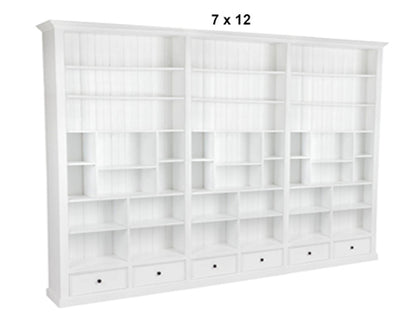 HERALDY (AUSSIE MADE) HIGHLINE WITH 36 SHELVES / 6 DRAWERS - (4 SECTION) PIGEON PAIRED BOOKCASE COLLECTION - ASSORTED STAINED COLOURS - STARTING FROM $2399