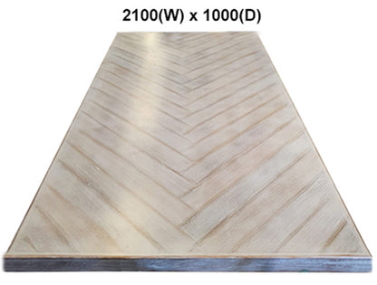 HERRINGBONE (AUSSIE MADE) DINING TABLE WITH SQUARE LEG BASE SYSTEM COLLECTION - ASSORTED STAINED COLOURS - STARTING FROM $1999