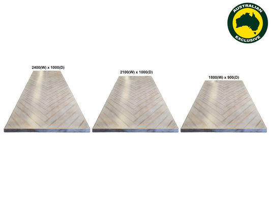 Herringbone (AUSSIE MADE) Dining Table With Square Leg Base System Collection - Assorted Stained Colours