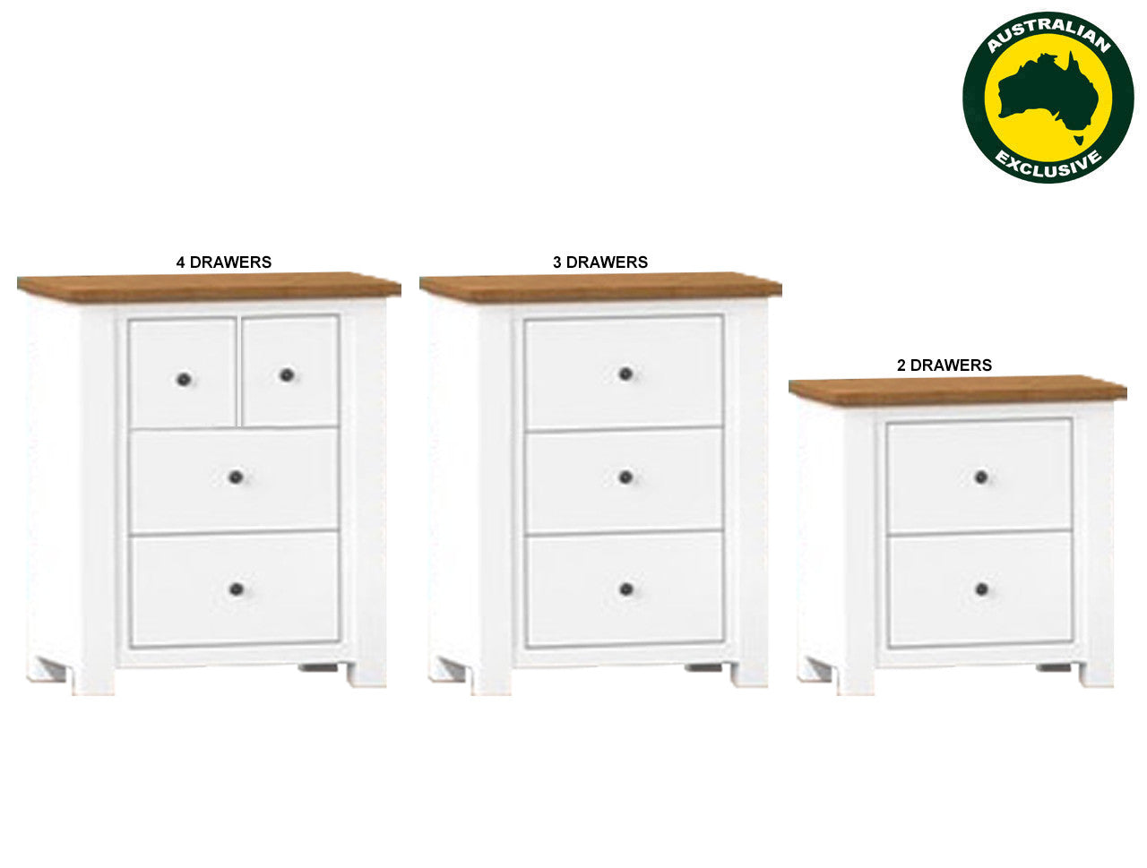 Hervey (AUSSIE MADE) Bedside Table Collection - Assorted Painted / Stained Colours