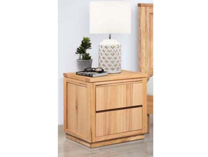 HIGHLAND BEDSIDE WITH 2 DRAWERS - NATURAL WITH A CLEAR LACQUER FINISH