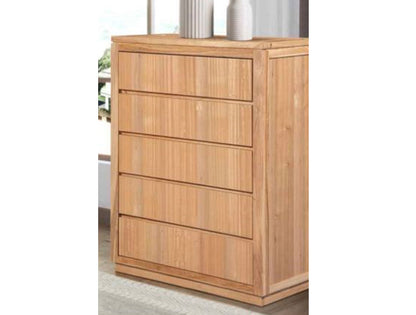 HIGHLAND TALLBOY WITH 5 DRAWERS - NATURAL WITH A CLEAR LACQUER FINISH