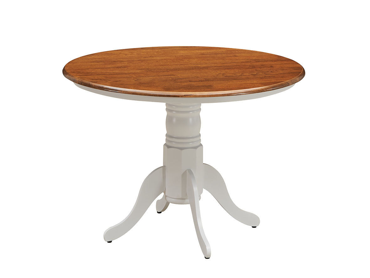 Hobart Round Pedestal Dining Table - 1060(D) - Burnish Oak / White