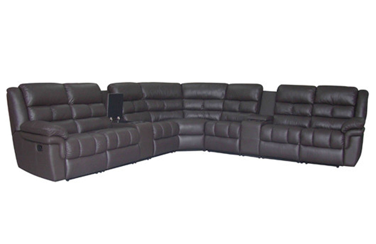 Houdini 7 Seat Corner Rhino Fabric Suite (NOT AS PICTURED) - Jet Black , Grey , Rum Brown