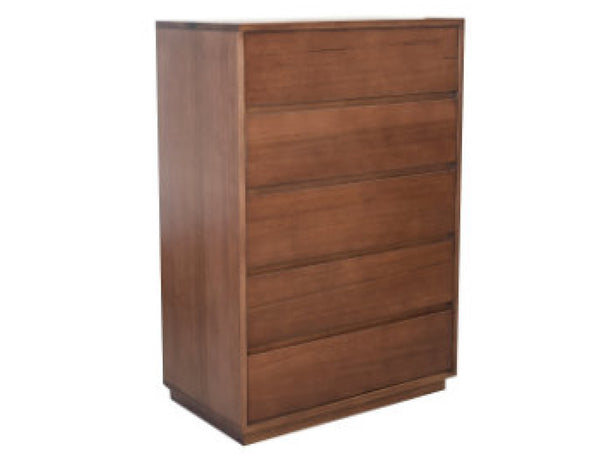 YURI 5 DRAWER TALLBOY WITH RESIN TOP - WALNUT