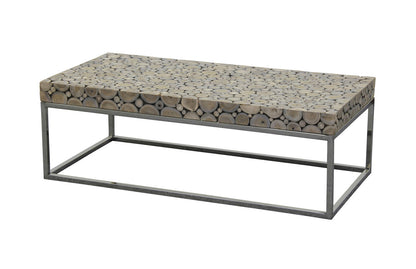 IBERIA DRIFTWOOD AND STAINLESS STEEL COFFEE TABLE -1200(W) X 600(D)- NATURAL/SILVER