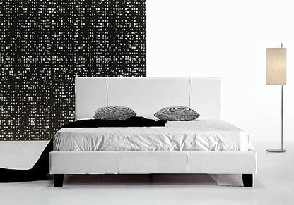 QUEEN PAIGE LEATHER BED FRAME - WHITE