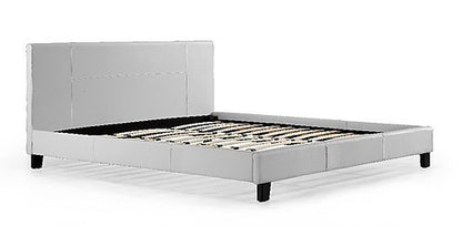 KING ALPHARD LEATHERETTE BED FRAME - WHITE