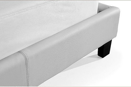 KING ALPHARD LEATHERETTE BED FRAME - WHITE