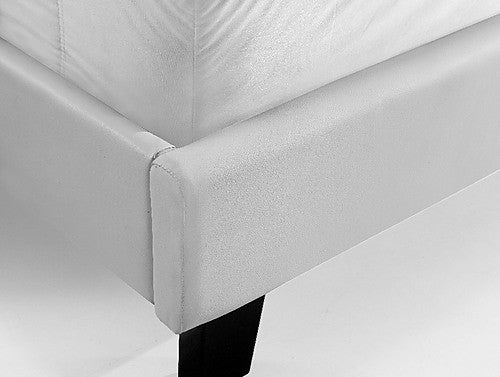 KING ALPHARD LEATHERETTE BED FRAME - WHITE