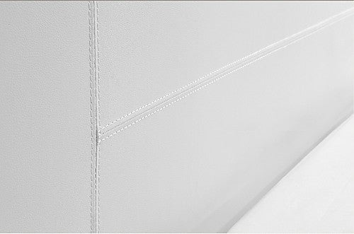KING ALPHARD LEATHERETTE BED FRAME - WHITE