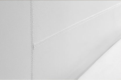 KING ALPHARD LEATHERETTE BED FRAME - WHITE