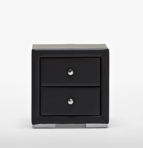 CELA (W-12) 2 DRAWER LEATHERETTE BEDSIDE - MATT BLACK