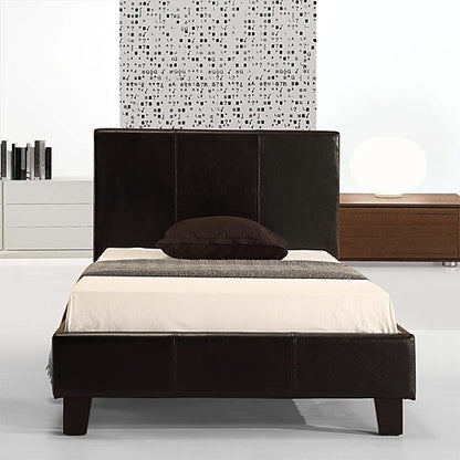 SINGLE MADRID LEATHERETTE BED FRAME - BLACK