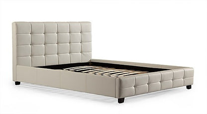 QUEEN CHARLOTTE LEATHER DELUXE BED FRAME - WHITE