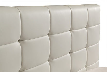 QUEEN CHARLOTTE LEATHER DELUXE BED FRAME - WHITE