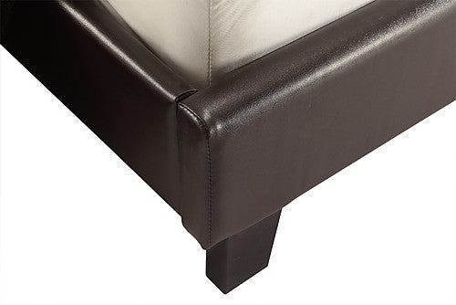 KING NEBRASKA LEATHERETTE BED FRAME - BROWN