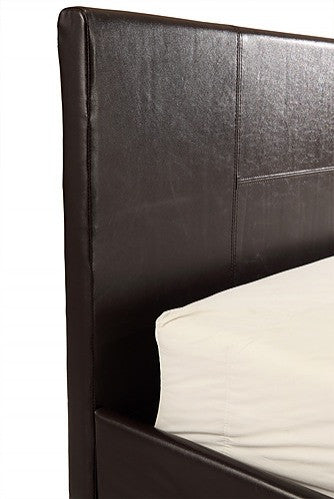 KING NEBRASKA LEATHERETTE BED FRAME - BROWN