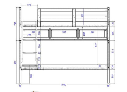 UNO SINGLE OVER DOUBLE (TRIO) BUNK BED - WHITE