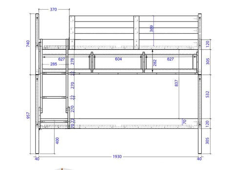 UNO SINGLE OVER DOUBLE (TRIO) BUNK BED WITH MATCHING SINGLE FITTED TRUNDLE BED - WHITE