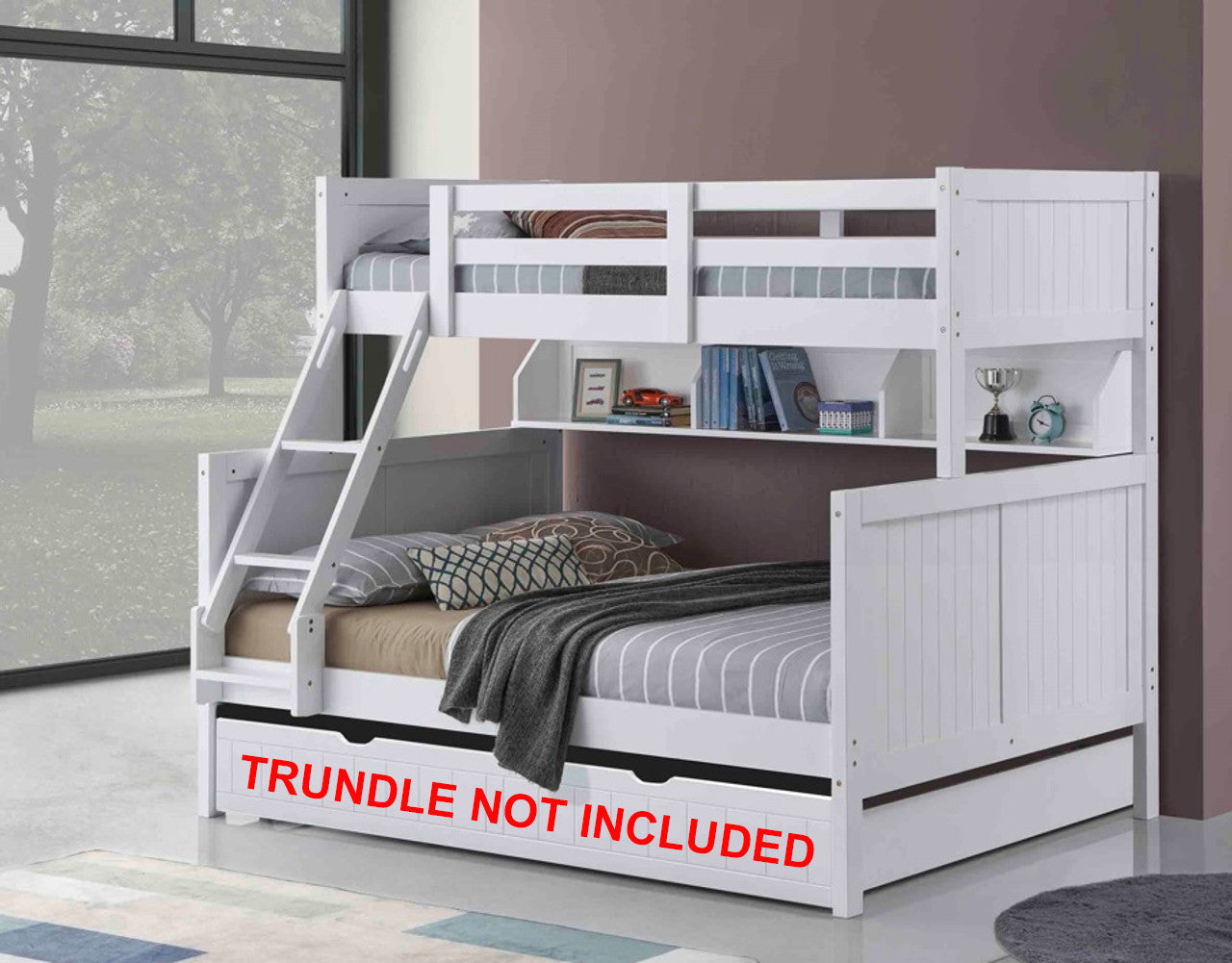 Uno Single Over Double (TRIO) Bunk Bed - White