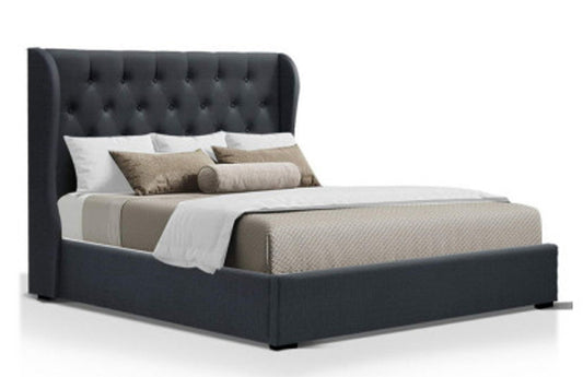 Queen Issa Fabric Gas Lift Bed - Charcoal