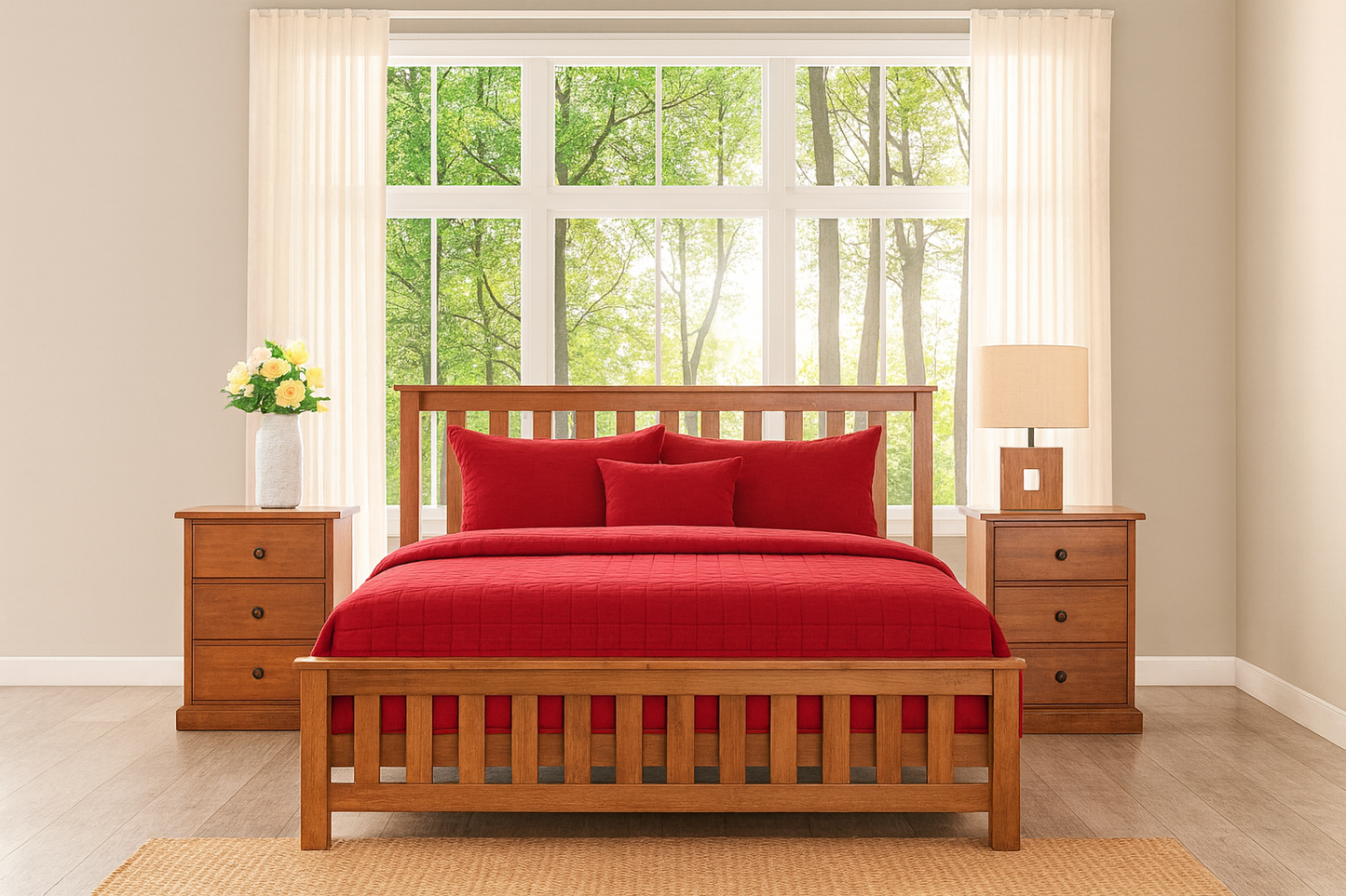 CARRINGTON DOUBLE OR QUEEN 3 PIECE BEDSIDE BEDROOM SUITE WITH STANDARD CASE GOODS - ASSORTED COLOURS