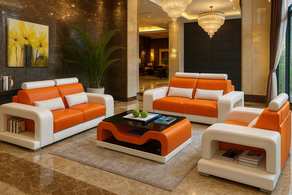 DAYRELL (G8007D) 3 SEATER + 2 SEATER + 1 SEATER LOUNGE  SUITE WITH  COFFEE TABLE - CHOICE OF LEATHER AND ASSORTED COLOURS AVAILABLE