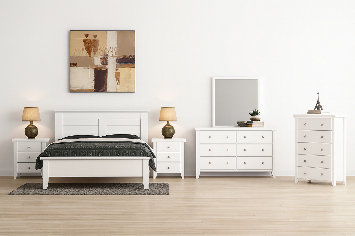 Double Or Queen Manilla (AUSSIE MADE) 6 Piece (THE LOT) Bedroom Suite - Assorted Painted Colours