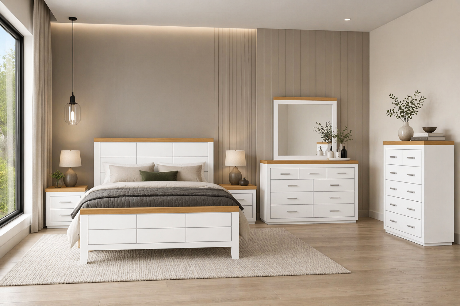 King Narrabeen (AUSSIE MADE) 3 Piece (BEDSIDE) Bedroom Suite - Two Tone - Assorted Colours