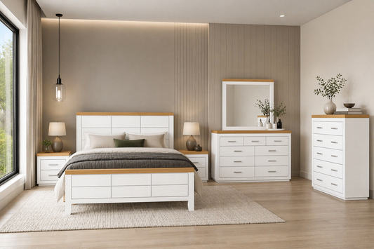 King Narrabeen (AUSSIE MADE) 3 Piece (BEDSIDE) Bedroom Suite - Two Tone - Assorted Colours