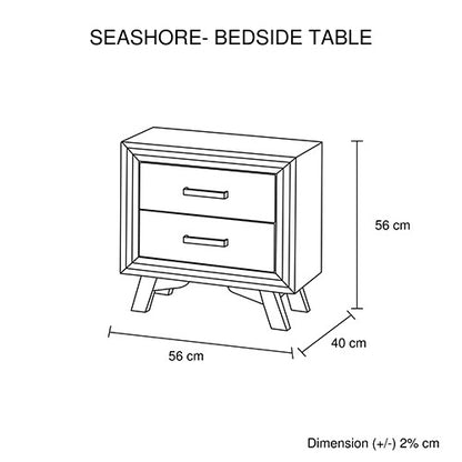 RITTENHOUSE 2 DRAWER BEDSIDE TABLE - 560(H) x 560(W) x 400(D) - SILVER BRUSH