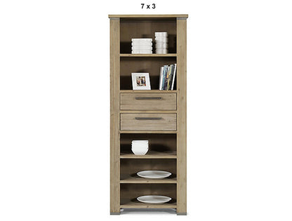 INTRO (AUSSIE MADE) HIGHLINE BOOKCASE WITH 2 DRAWER / NICHES - ASSORTED STAINED COLOURS - STARTING FROM $899