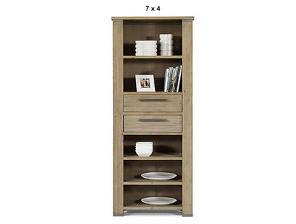 INTRO (AUSSIE MADE) HIGHLINE BOOKCASE WITH 2 DRAWER / NICHES - ASSORTED STAINED COLOURS - STARTING FROM $899