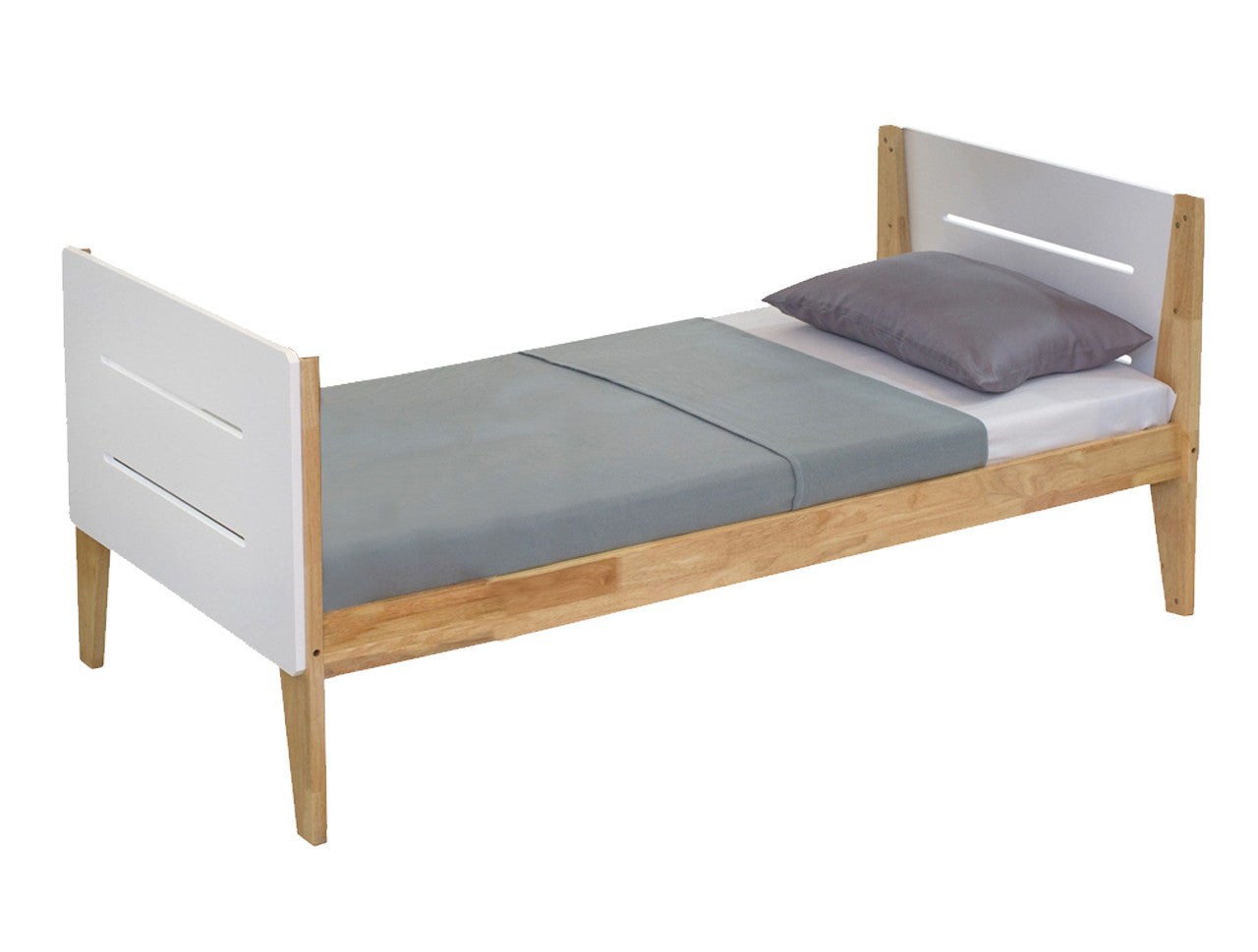 King Single Irvine 2 Toned Bed - White Wash / Natural